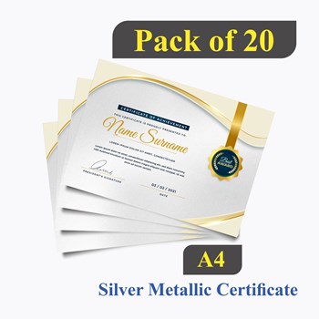 CERTIFICATE PRINTING PACK OF 10 SILVER METALLIC