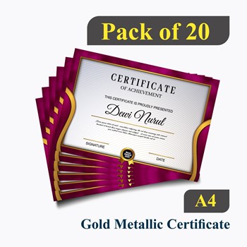 CERTIFICATE PRINTING PACK OF 10 Gold METALLIC